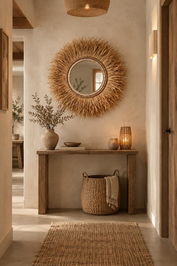 Miroir bohème en raphia naturel fait main – DOMINTA LOU – vue 4
