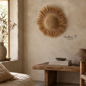 Chapeau décoratif bohème en raphia VISCA 64, Décoration murale artisanale – vue 5