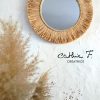 Miroir rond bohème ethnique en raphia JULIANA 50